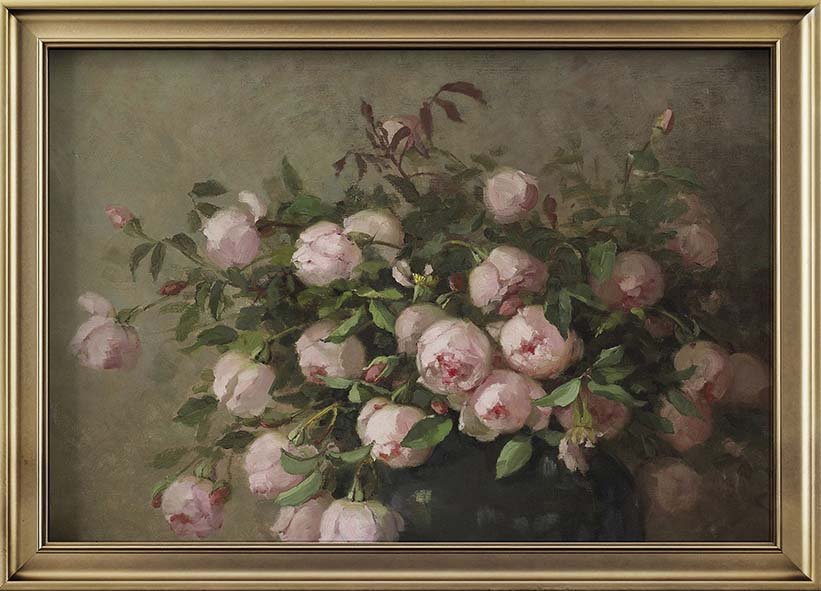 Pink Roses in a Vase - Cottage Lane Prints