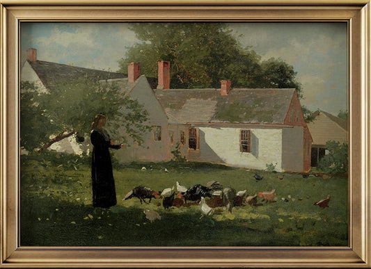 Feeding Chickens - Cottage Lane Prints
